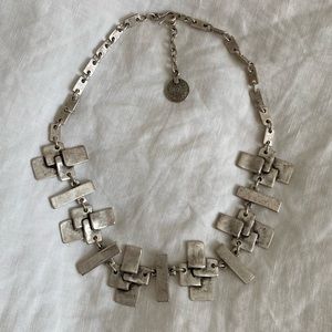 Omani Silver Crosshatch Necklace